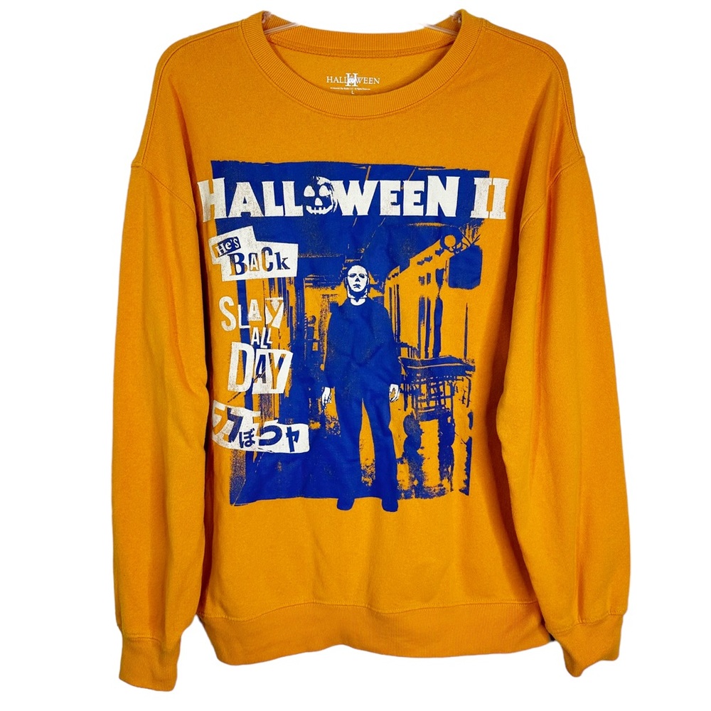 Universal Studios Halloween II Slay All Day Crewneck Sweatshirt Orange Unisex L